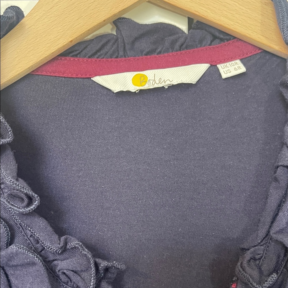 Boden Navy Long Sleeve Ruffle Top - Picture 5 of 7